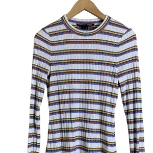 Veronica‎ Beard Women’s Iredell Long Sleeve Knit Top Striped White Multicolor XS